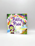 Potty Training Book titled 'The Potty Pixie' with colorful cover featuring characters and a rainbow on a white background.
